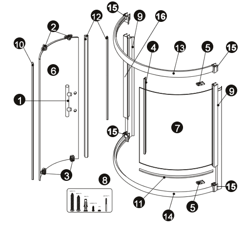 NOVELLINI exploded view VISION R SLIDER