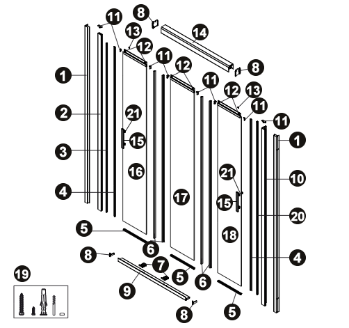 NOVELLINI exploded view ZEPHYROS 3P